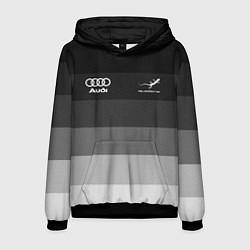 Толстовка-худи мужская Audi, Ауди Серый градиент, цвет: 3D-черный