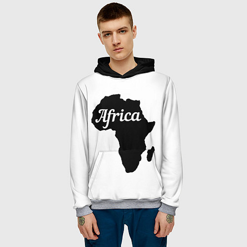 Мужская толстовка Африка черно-белая двусторонняя / 3D-Меланж – фото 3
