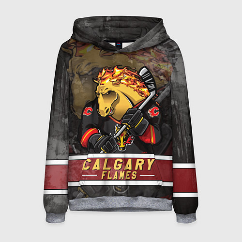 Мужская толстовка Калгари Флэймз, Calgary Flames Маскот / 3D-Меланж – фото 1