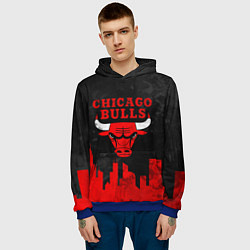Толстовка-худи мужская Chicago Bulls, Чикаго Буллз Город, цвет: 3D-синий — фото 2