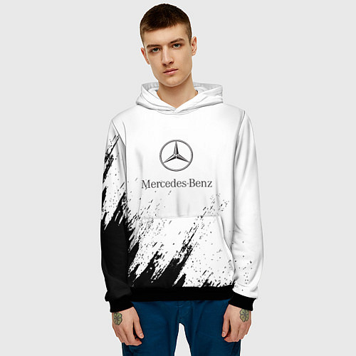 Мужская толстовка Mercedes-Benz - White texture / 3D-Черный – фото 3