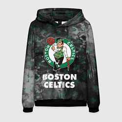 Толстовка-худи мужская Бостон Селтикс, Boston Celtics, НБА, цвет: 3D-черный