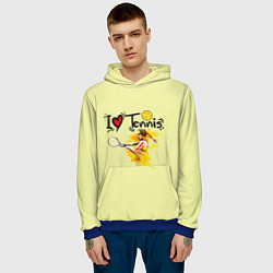 Толстовка-худи мужская Я Люблю Tennis, цвет: 3D-синий — фото 2