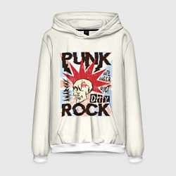 Толстовка-худи мужская Punk Rock Панк, цвет: 3D-белый