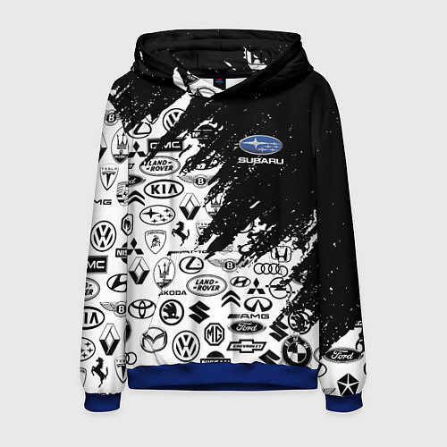 Мужская толстовка Subaru - Паттерн логотипов авто / 3D-Синий – фото 1