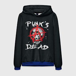 Толстовка-худи мужская Punks Not Dead Анархия, цвет: 3D-синий
