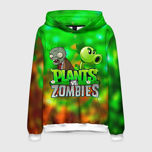 Мужская толстовка Plants vs Zombies горохострел и зомби / 3D-Белый – фото 1
