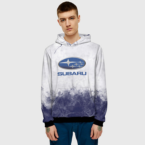 Мужская толстовка Subaru Трещина / 3D-Черный – фото 3