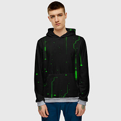 Толстовка-худи мужская Neon Green Light, цвет: 3D-меланж — фото 2