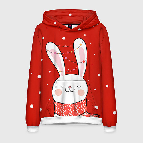 Мужская толстовка ЗАЙКА И СНЕЖИНКИ / 3D-Белый – фото 1