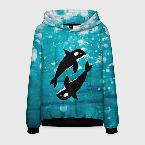 Мужская толстовка Кит косатка в океане / 3D-Черный – фото 1
