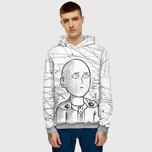 Мужская толстовка Ванпанчмен Сайтама - Saitama / 3D-Меланж – фото 3