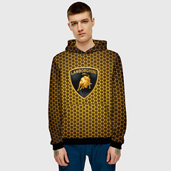 Толстовка-худи мужская Lamborghini gold соты, цвет: 3D-черный — фото 2