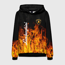Толстовка-худи мужская Lamborghini пламя огня, цвет: 3D-черный
