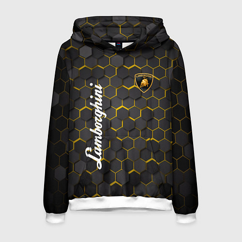 Мужская толстовка Lamborghini - Золотые соты / 3D-Белый – фото 1
