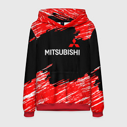 Толстовка-худи мужская Mitsubishi размытые штрихи, цвет: 3D-красный