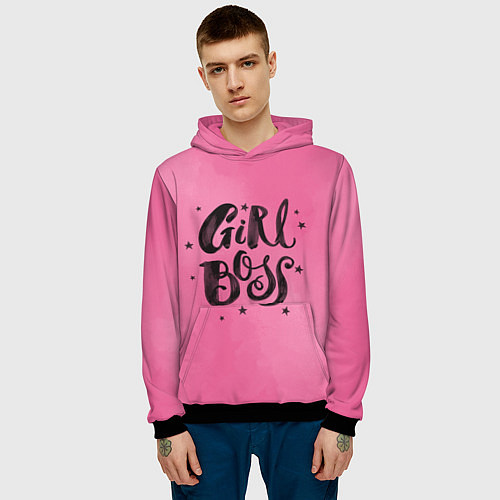Мужская толстовка Girl Boss! / 3D-Черный – фото 3