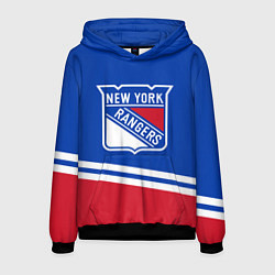 Толстовка-худи мужская New York Rangers Нью Йорк Рейнджерс, цвет: 3D-черный