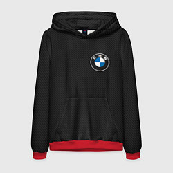 Толстовка-худи мужская BMW LOGO CARBON ЧЕРНЫЙ КАРБОН, цвет: 3D-красный