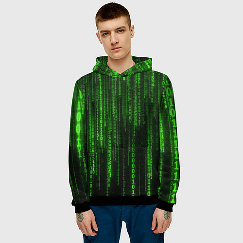 Мужская толстовка Бегущий по коду / 3D-Черный – фото 3