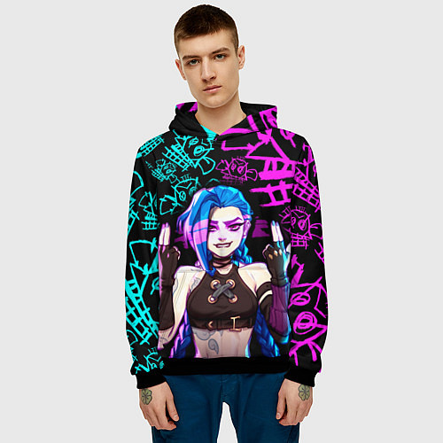 Мужская толстовка JINX ДЖИНКС NEON PATTERN / 3D-Черный – фото 3