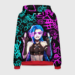 Толстовка-худи мужская JINX ДЖИНКС NEON PATTERN, цвет: 3D-красный