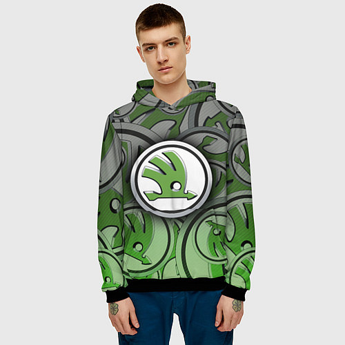 Мужская толстовка Skoda Carbone Pattern / 3D-Черный – фото 3