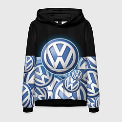 Толстовка-худи мужская Volkswagen Большое лого паттерн, цвет: 3D-черный