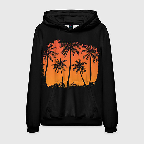 Мужская толстовка Пальмы на пляже / 3D-Черный – фото 1