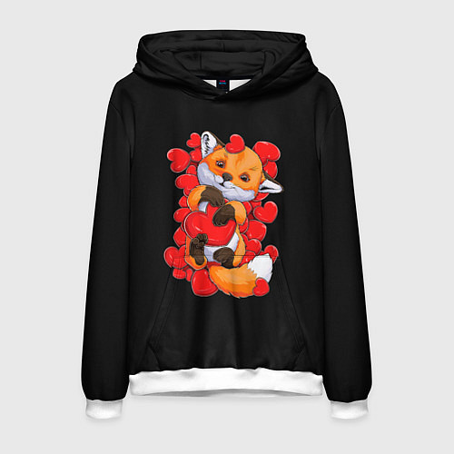 Мужская толстовка Лиса Символ любви / 3D-Белый – фото 1