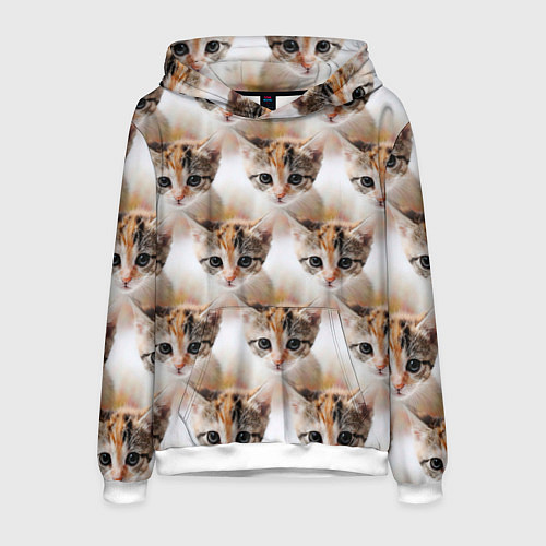 Мужская толстовка Маленький котенок паттерн / 3D-Белый – фото 1