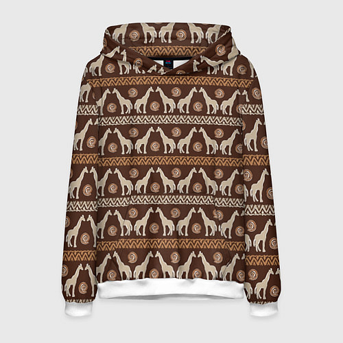 Мужская толстовка Жирафы Африка паттерн / 3D-Белый – фото 1