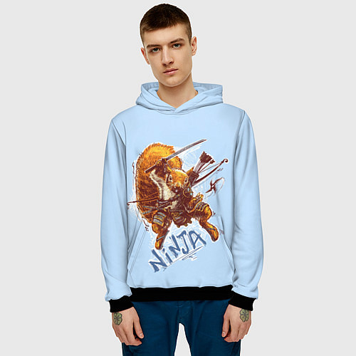 Мужская толстовка Крейзи белка-ниндзя / 3D-Черный – фото 3