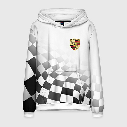 Мужская толстовка Porsche Порше Финишный флаг / 3D-Белый – фото 1