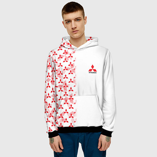 Мужская толстовка Mitsubishi Mini logo Half pattern / 3D-Черный – фото 3