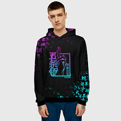 Толстовка-худи мужская СУКУНА МАГИЧЕСКАЯ БИТВА НЕОН SUKUNA NEON, цвет: 3D-черный — фото 2