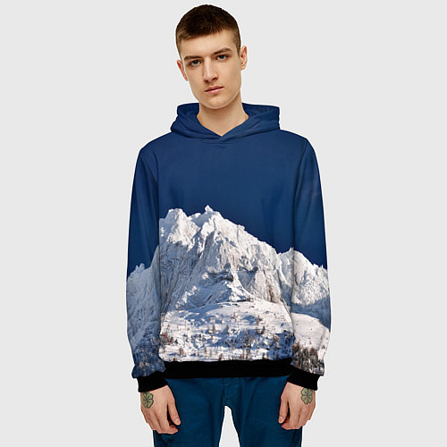 Мужская толстовка Снежные горы, синие небо / 3D-Черный – фото 3