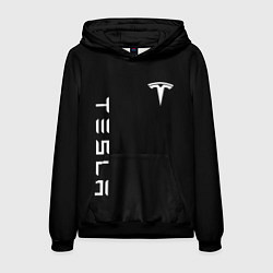 Толстовка-худи мужская Tesla Тесла логотип и надпись, цвет: 3D-черный