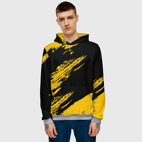 Мужская толстовка BLACK AND YELLOW GRUNGE ГРАНЖ / 3D-Меланж – фото 3