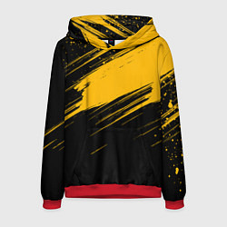 Толстовка-худи мужская Black and yellow grunge, цвет: 3D-красный