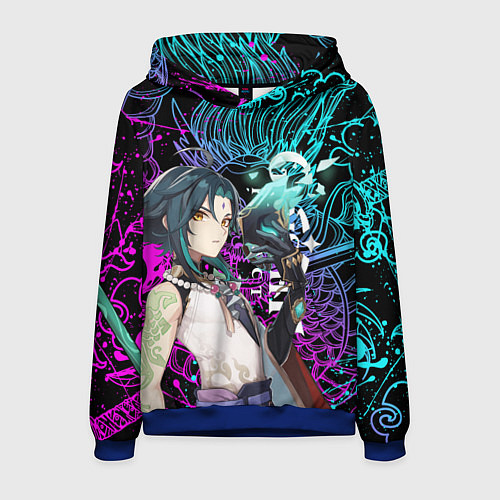 Мужская толстовка СЯО ГЕНШИН ИМПАКТ НЕОНОВЫЙ ДРАКОН / 3D-Синий – фото 1