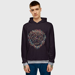 Толстовка-худи мужская Красочный неоновый лев, цвет: 3D-меланж — фото 2