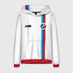 Толстовка-худи мужская БМВ 3 STRIPE BMW WHITE, цвет: 3D-красный