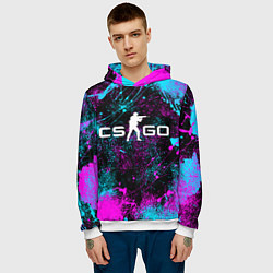 Толстовка-худи мужская КС ГО НЕОН CS GO NEON, цвет: 3D-белый — фото 2