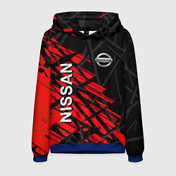 Толстовка-худи мужская Nissan Ниссан Красно черный, цвет: 3D-синий