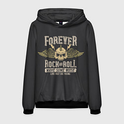 Толстовка-худи мужская FOREVER ROCK AND ROLL, цвет: 3D-черный