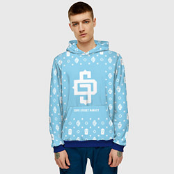 Толстовка-худи мужская Узор Sky Blue Dope Street Market, цвет: 3D-синий — фото 2