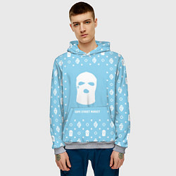 Толстовка-худи мужская Узор Sky Blue Ski Mask Dope Street Market, цвет: 3D-меланж — фото 2