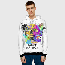 Толстовка-худи мужская Череп забей, цвет: 3D-черный — фото 2