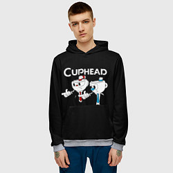 Толстовка-худи мужская Cuphead грозные ребята из Криминального чтива, цвет: 3D-меланж — фото 2